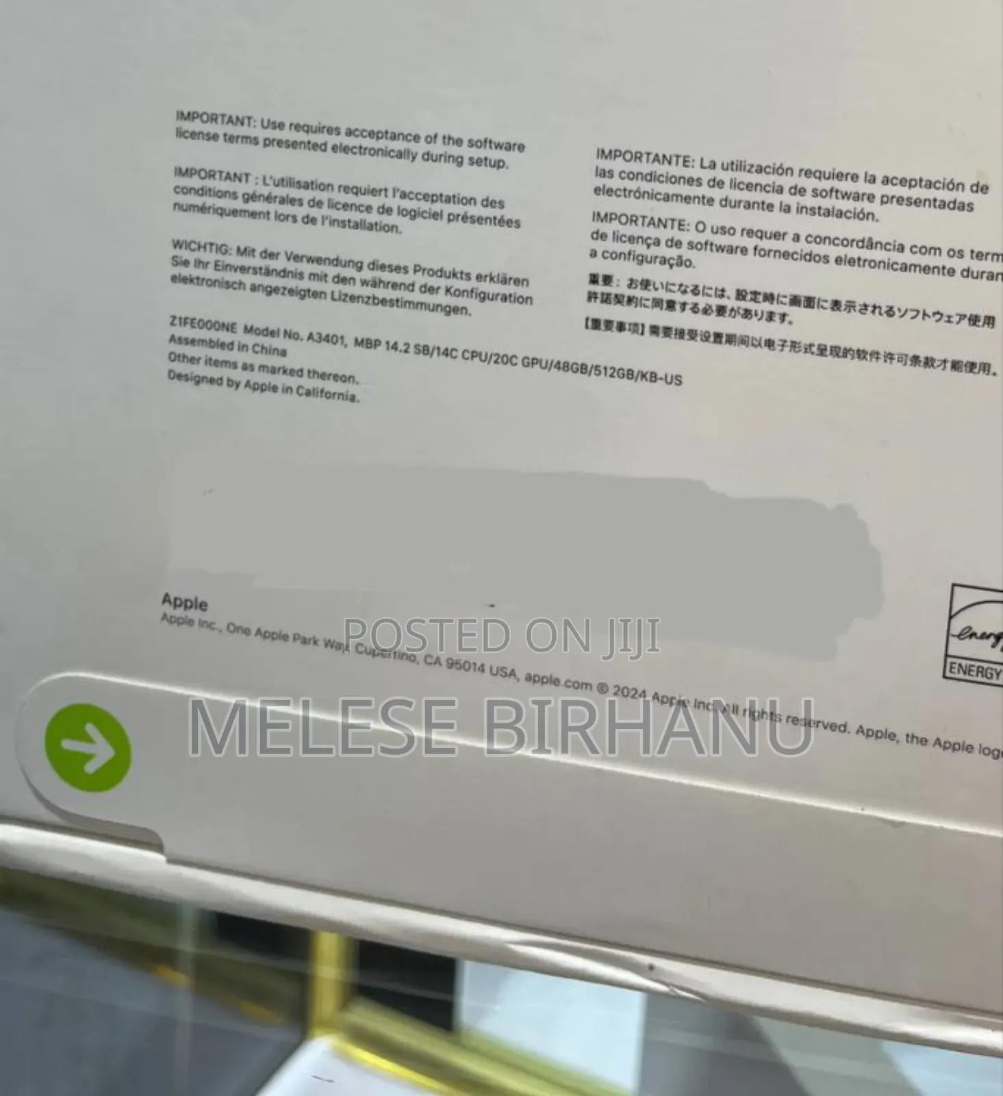 New Laptop Apple MacBook 48GB Apple M4 Pro SSD 512GB