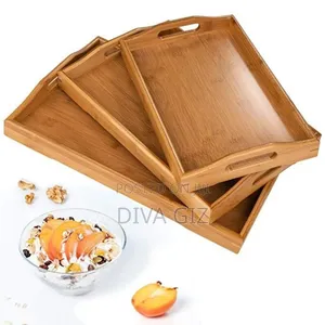ከዋንዛ የተሰሩ ሰርቪሶች Wooden Service Tray.Hand Made 
3-Piece Set