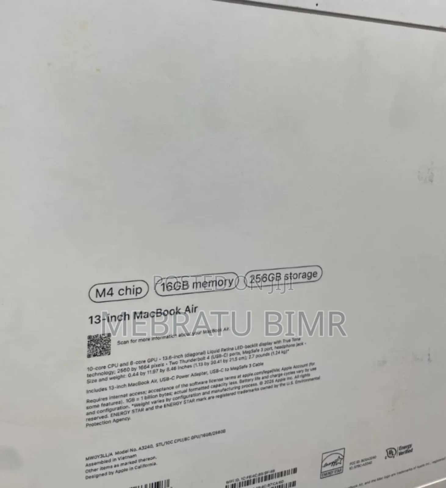 New Laptop Apple MacBook Air 2025 M4 13-Inch 16GB Apple M4 SSD 256GB