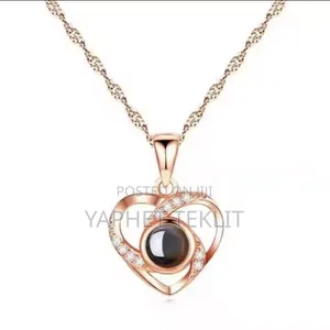 Female Heart Necklace, I Love You 100 Language Projection