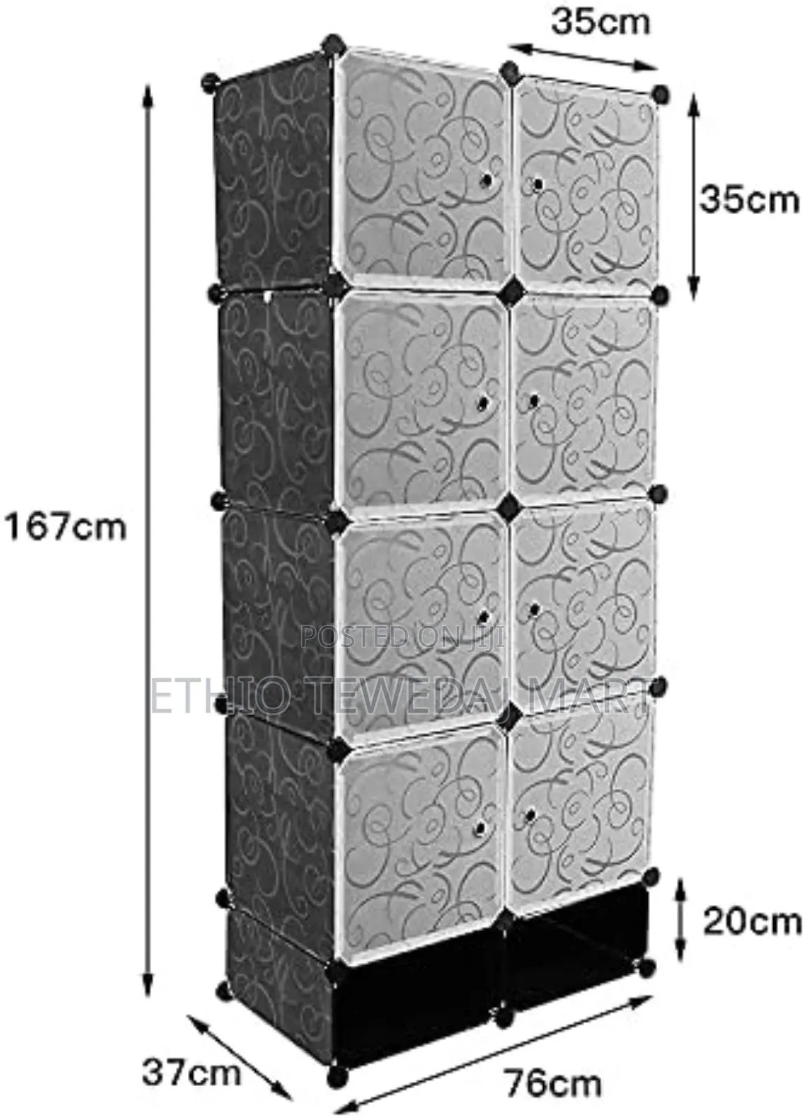 Storage Wardrobe Plastic +Metal
ዘመናዊ የልብስ እና የጫማ ቁምሳጥን