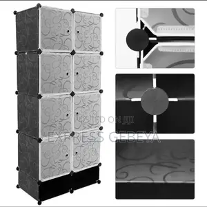 Plastic and Metal Cubic Cloth Cabinet