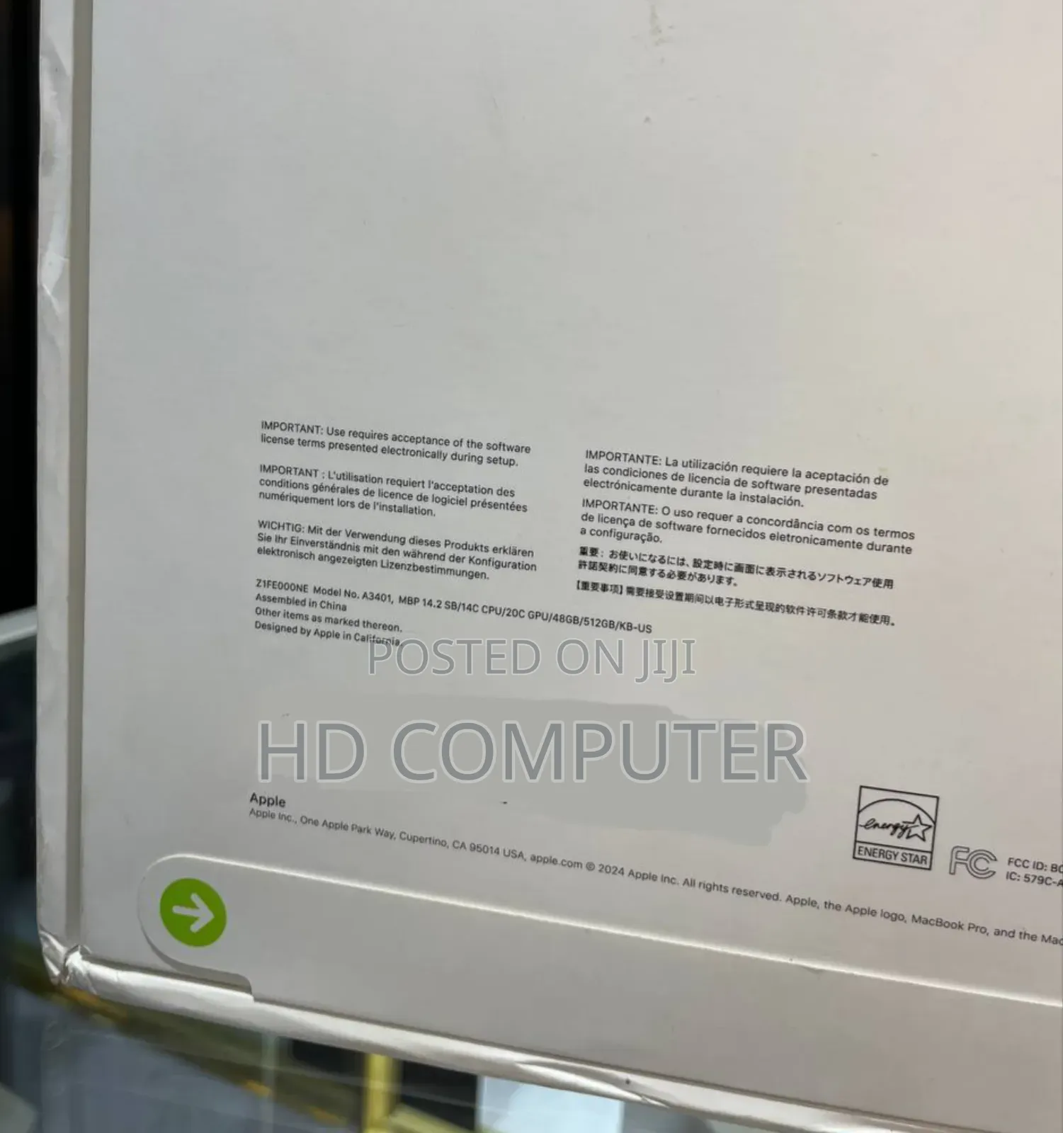 New Apple MacBook Pro 2024 M4 14-Inch 24GB Apple M4 Pro SSD 512GB