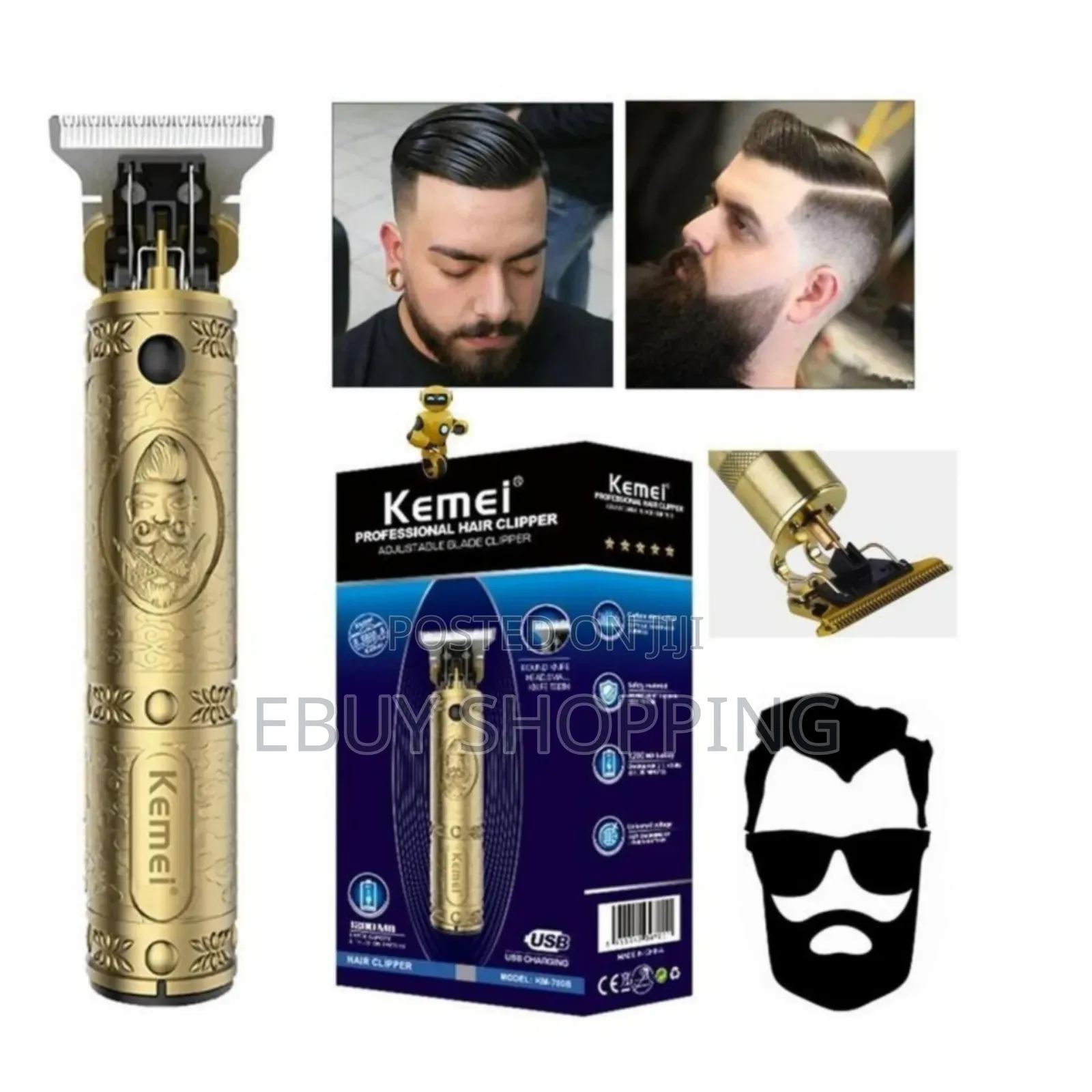 **Self-Haircut Clipper – Kemei Adjustable Blade System**