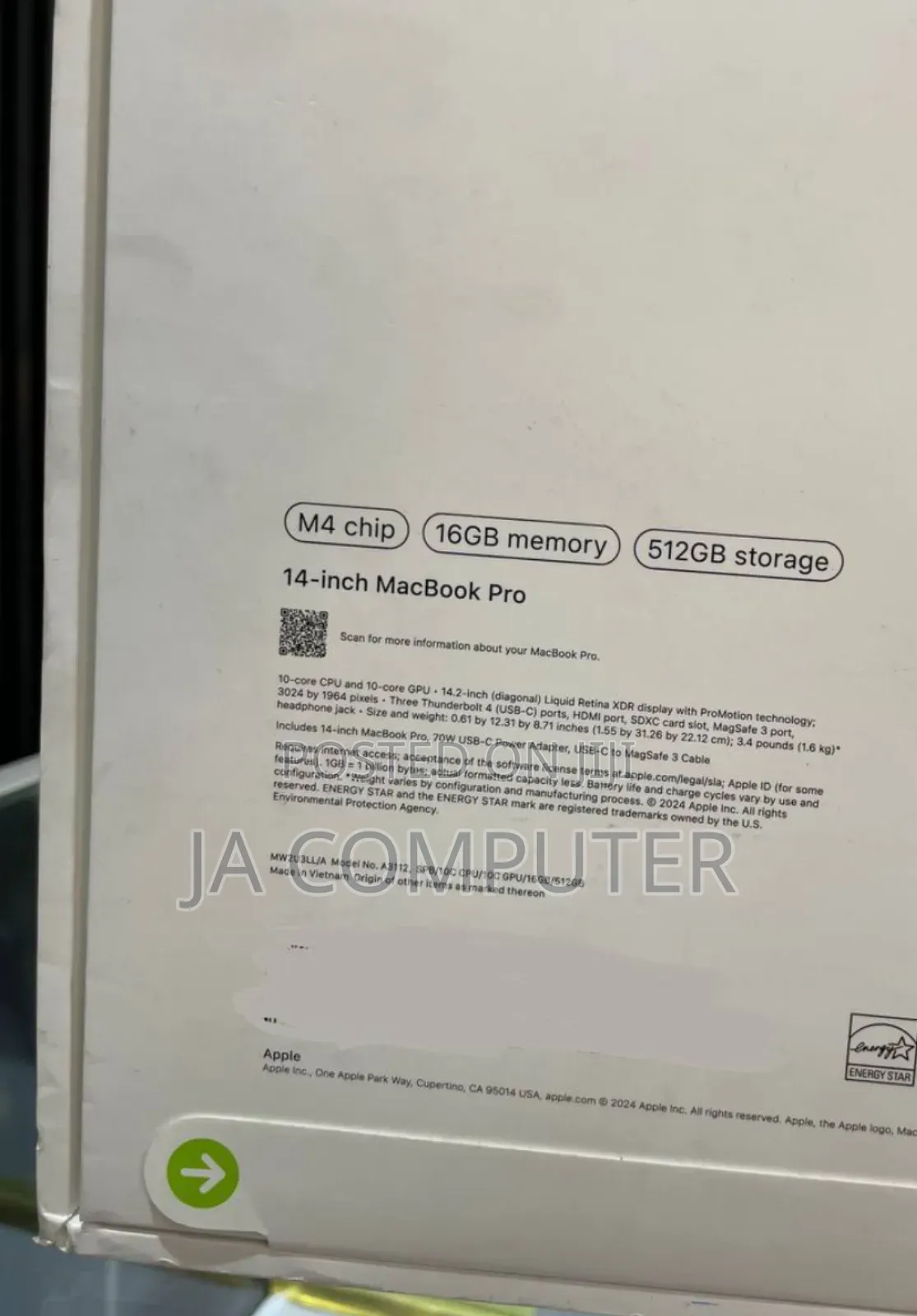 New Apple MacBook Pro 2024 M4 14-Inch 16GB Apple M4 Pro SSD 512GB