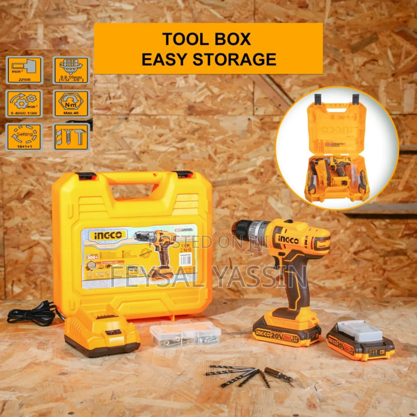 Ingco Chargeable Drill 20v With Two Battery