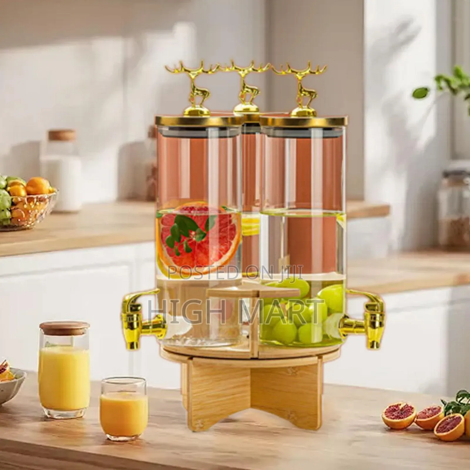 Rotating Glass Dispenser Jar With Rack