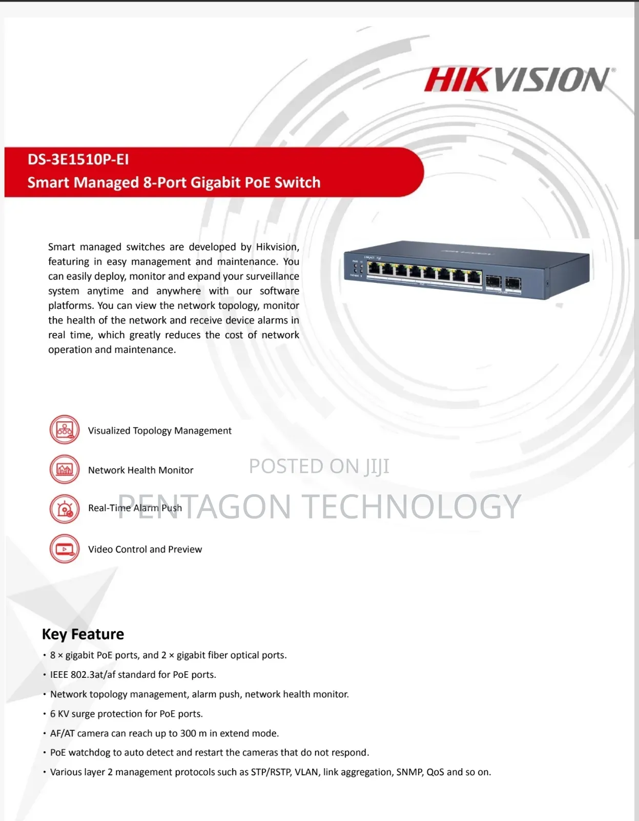 Gigabit 8port Poe Switch