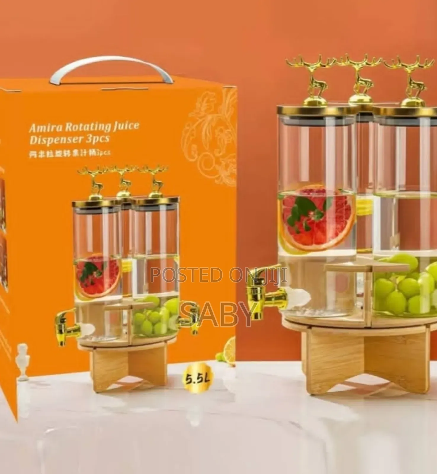 5.5 Leter Rotating Glass Dispenser Jar With Rack