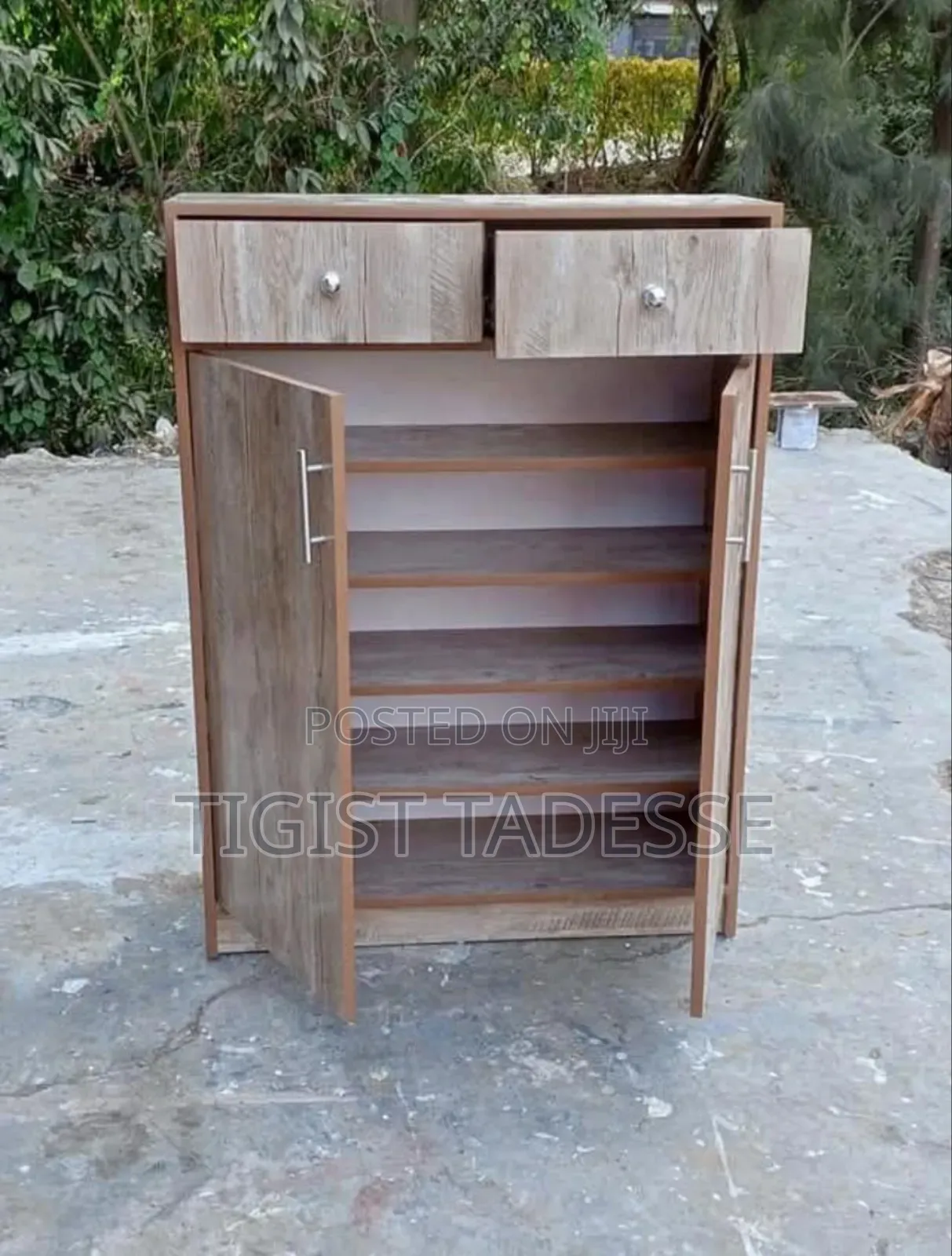 ጫማ መደርደርያ በላምኔት 2 መሳቢያ ያለው ለአነስተኛ ቤት ምትሆን