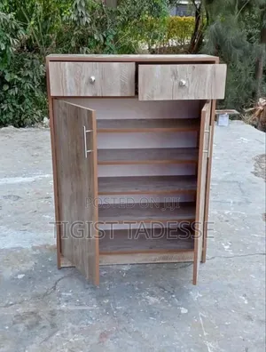 ጫማ መደርደርያ በላምኔት 2 መሳቢያ ያለው ለአነስተኛ ቤት ምትሆን