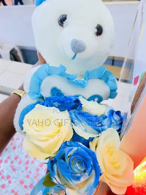 Blue Flower and Toy Gift