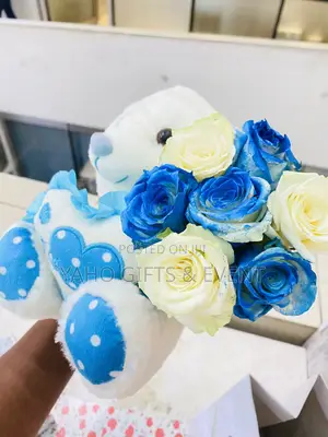 Blue Flower and Toy Gift