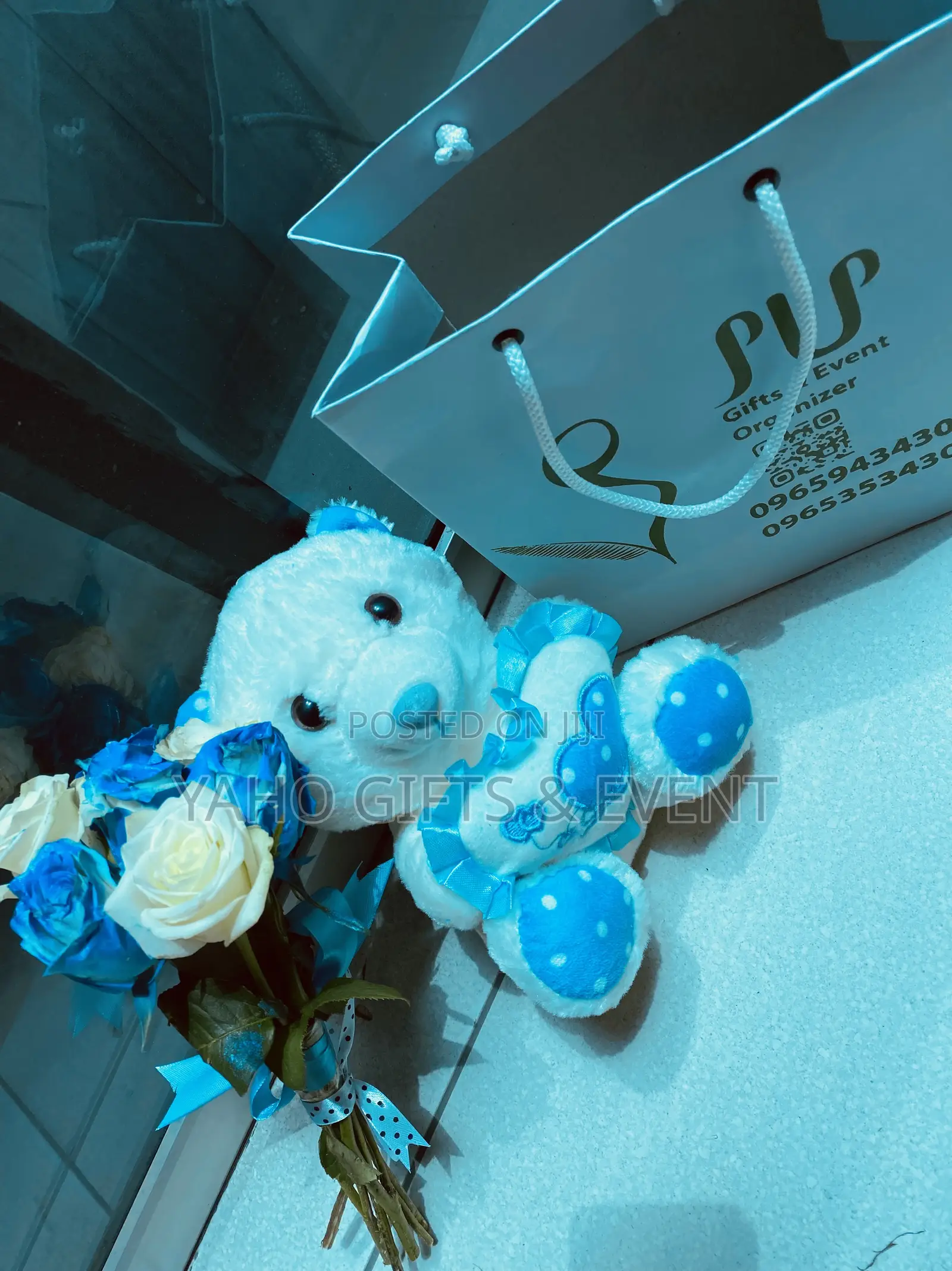 Blue Flower and Toy Gift