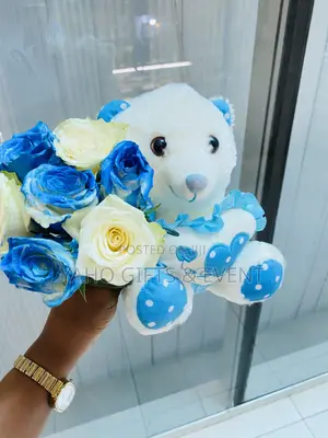 Blue Flower and Toy Gift