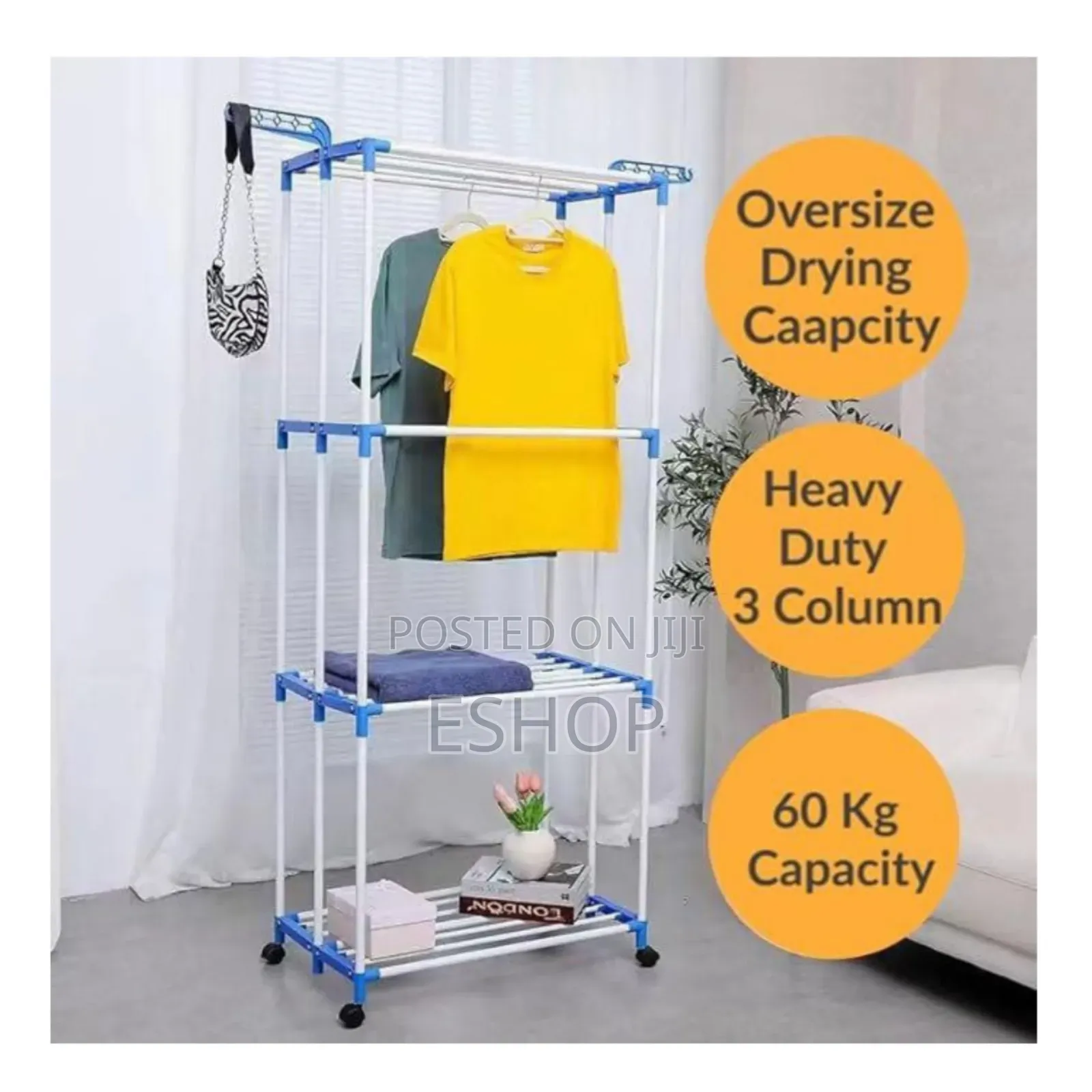 **4-Tier Hanging Clothes Stand – Saves Drying Time**