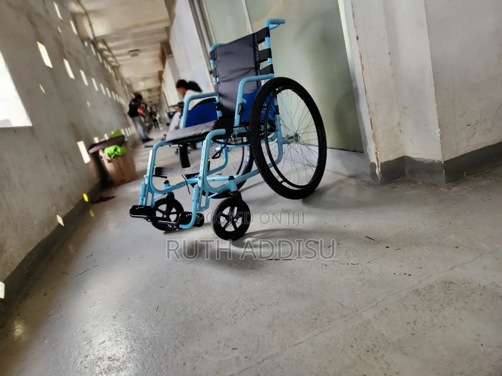 Standard Wheelchair - 46 Cm Seat - Blue Tissuesingle Cross