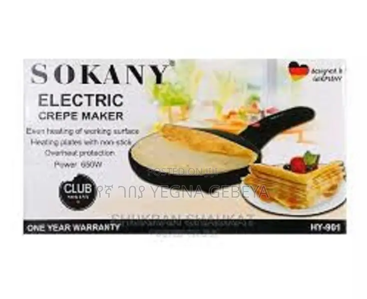 Sokany Hy-901 Electric Crepe Maker Non-Stick Griddle