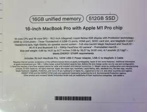 New Laptop Apple MacBook Pro M1 16GB Apple M1 Pro SSD 512GB