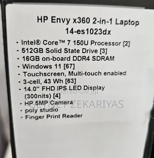 New Laptop HP Envy X360 16GB SSD 512GB