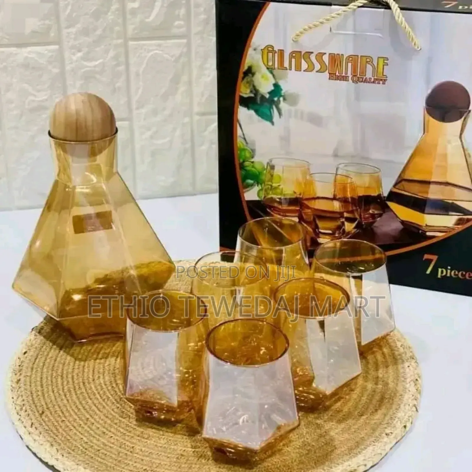 7 PCS Diamond Shaped Glassware Set