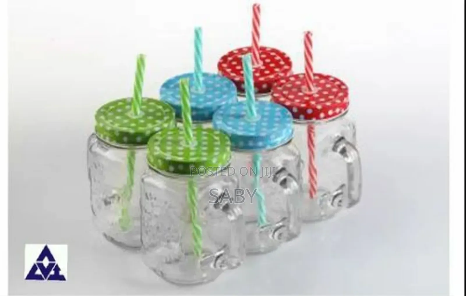 Vintage Mason Glass Drinking Jar With Straw>