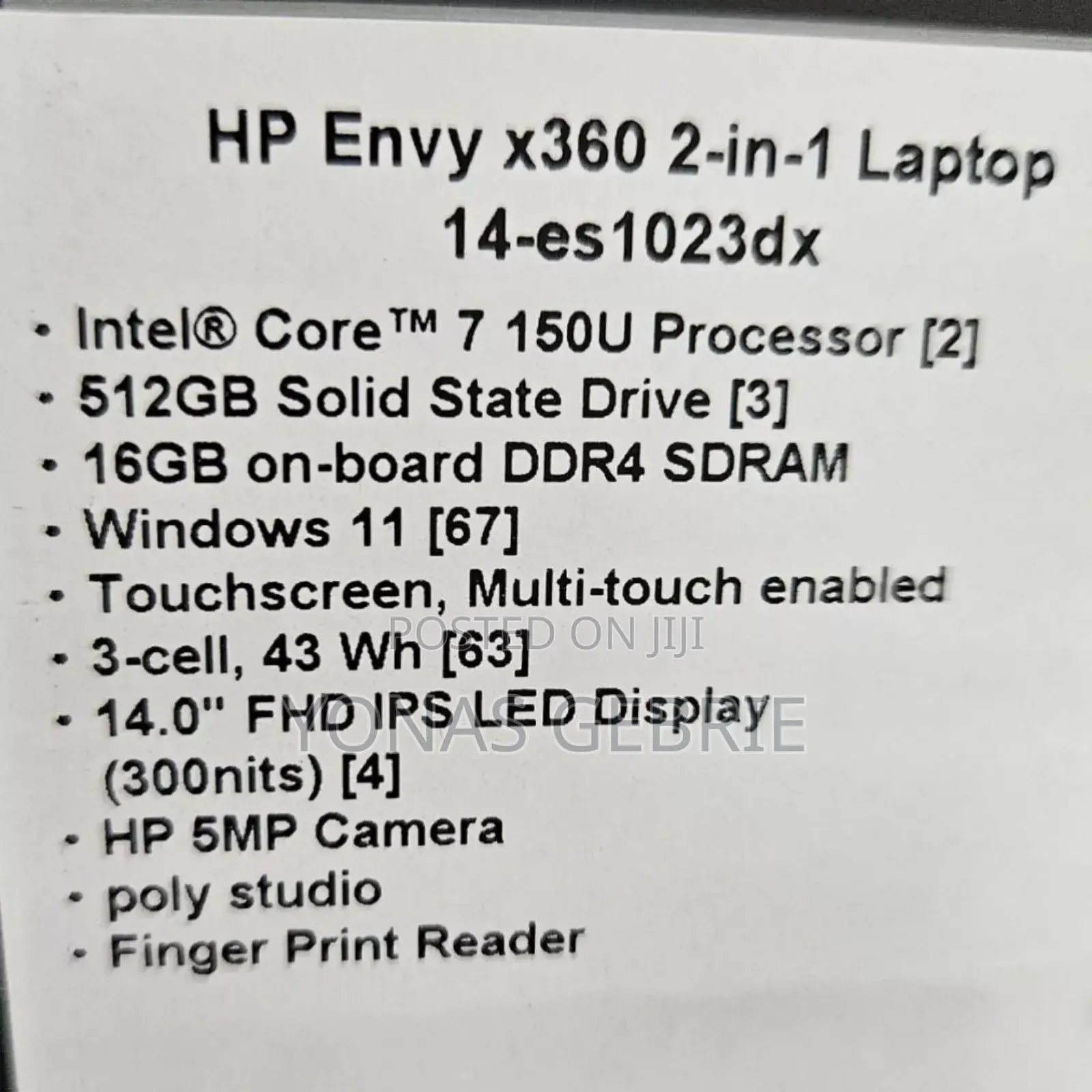 New Laptop HP Envy X360 16GB Intel Core I7 SSD 512GB