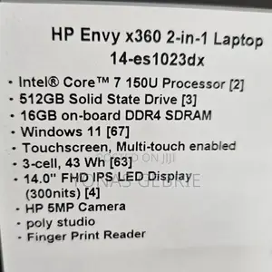 New Laptop HP Envy X360 16GB Intel Core I7 SSD 512GB