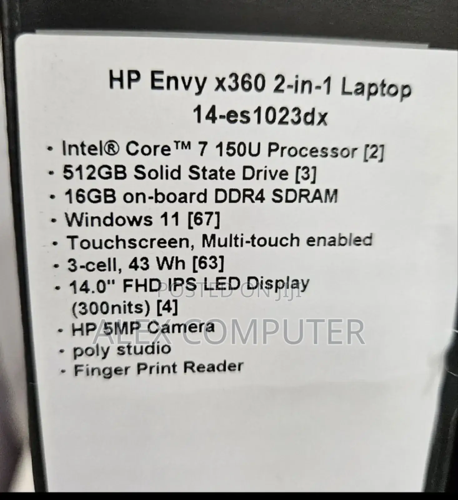New Laptop HP Envy X360 16GB SSD 512GB