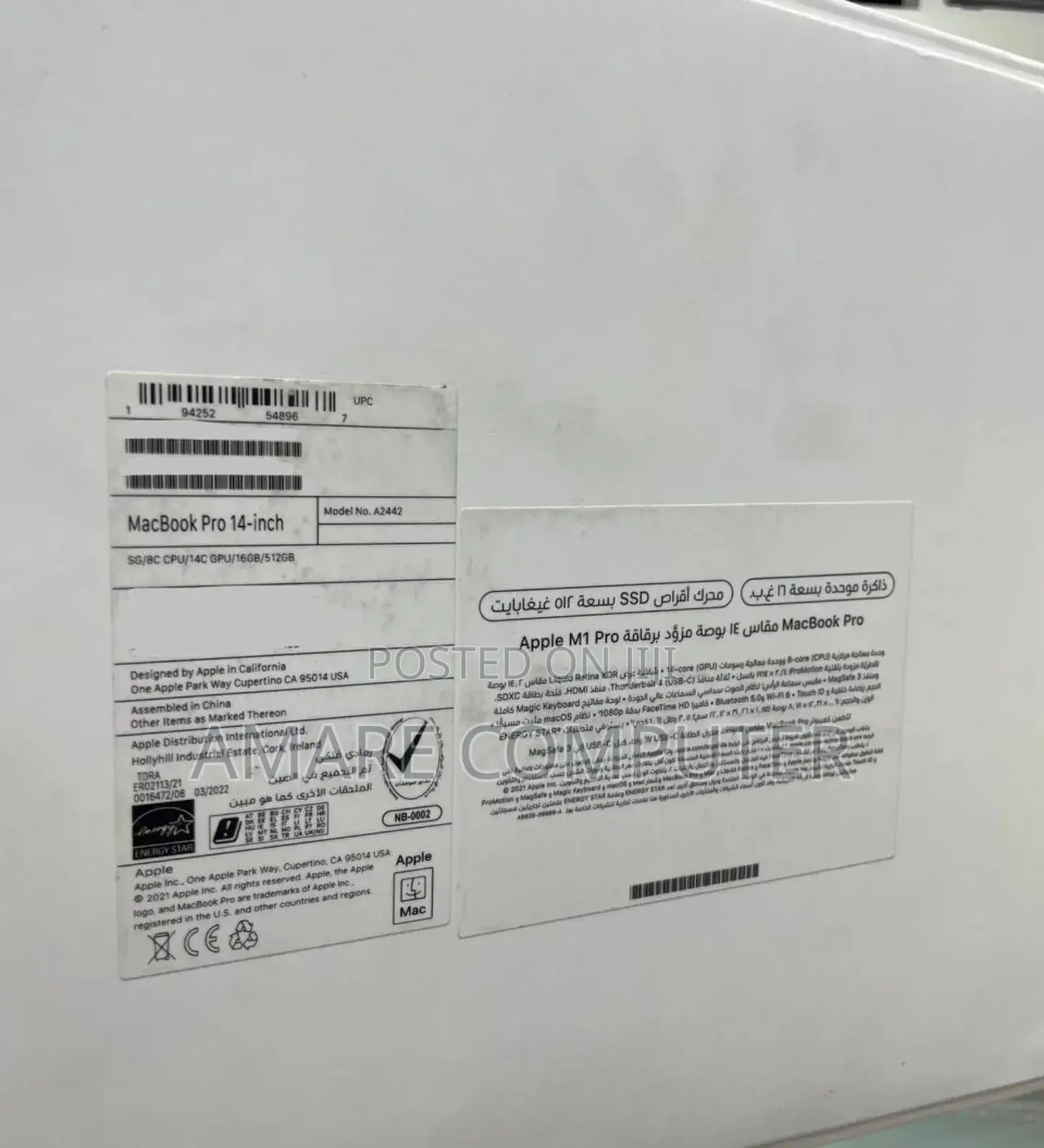 New Laptop Apple MacBook Pro M1 16GB Apple M1 Pro SSD 512GB