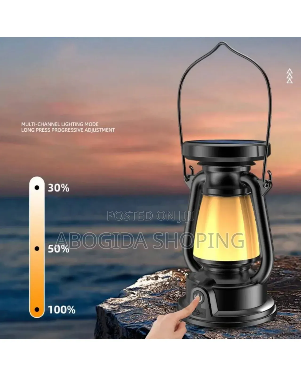 Retro Portable Solar Camping Lamp – Usb Rechargeable,