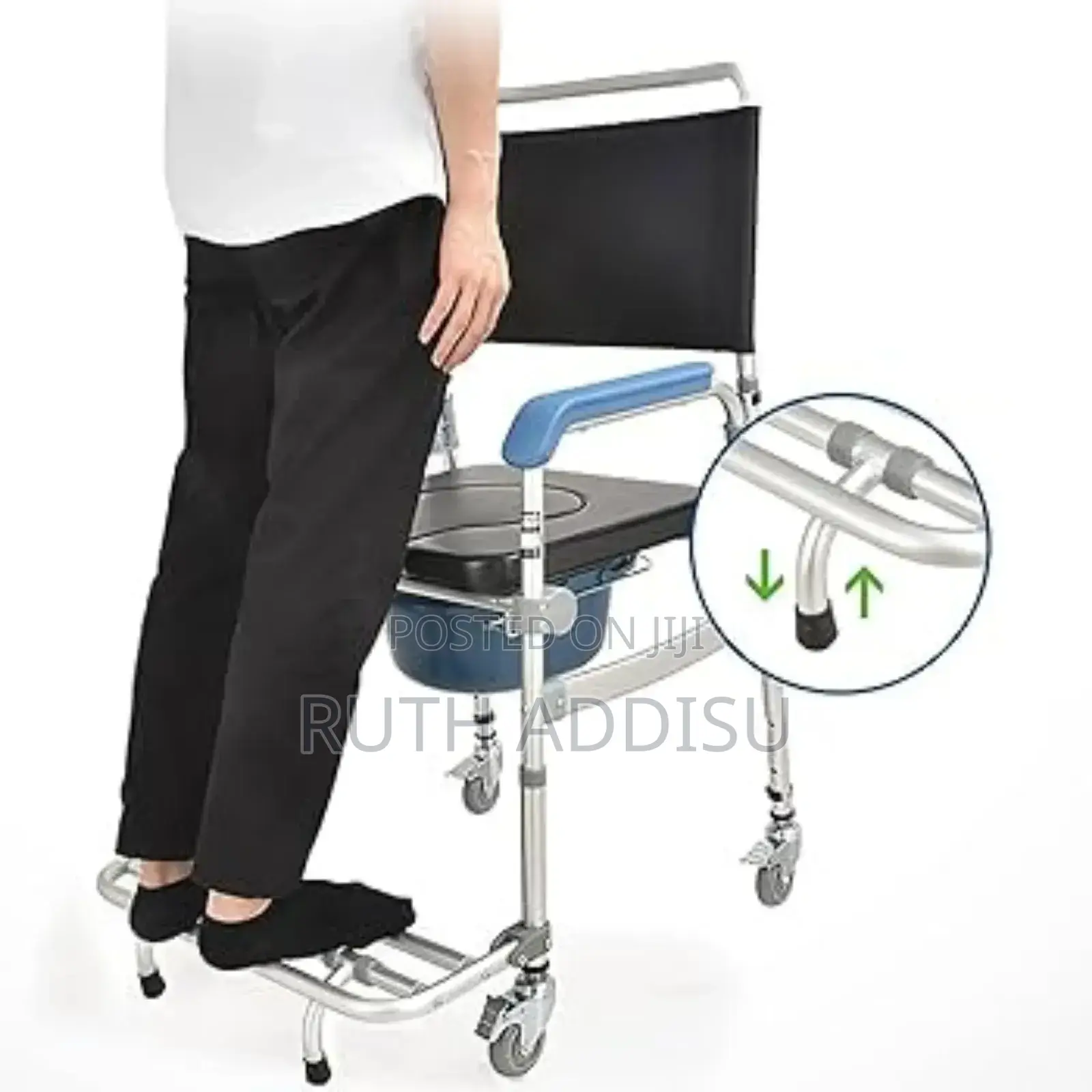 Basic Almunium Commode Small Wheels Chair Movable Toilet