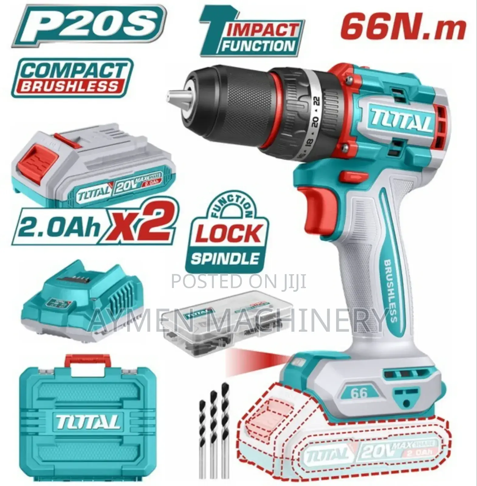 Brushless Cordless Impact Drill 66nm (Tidli20668e)