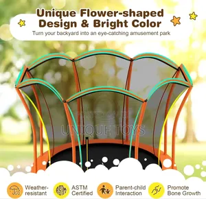 Outdoor Unique Flower Shape Trampoline With Enclosure Net
