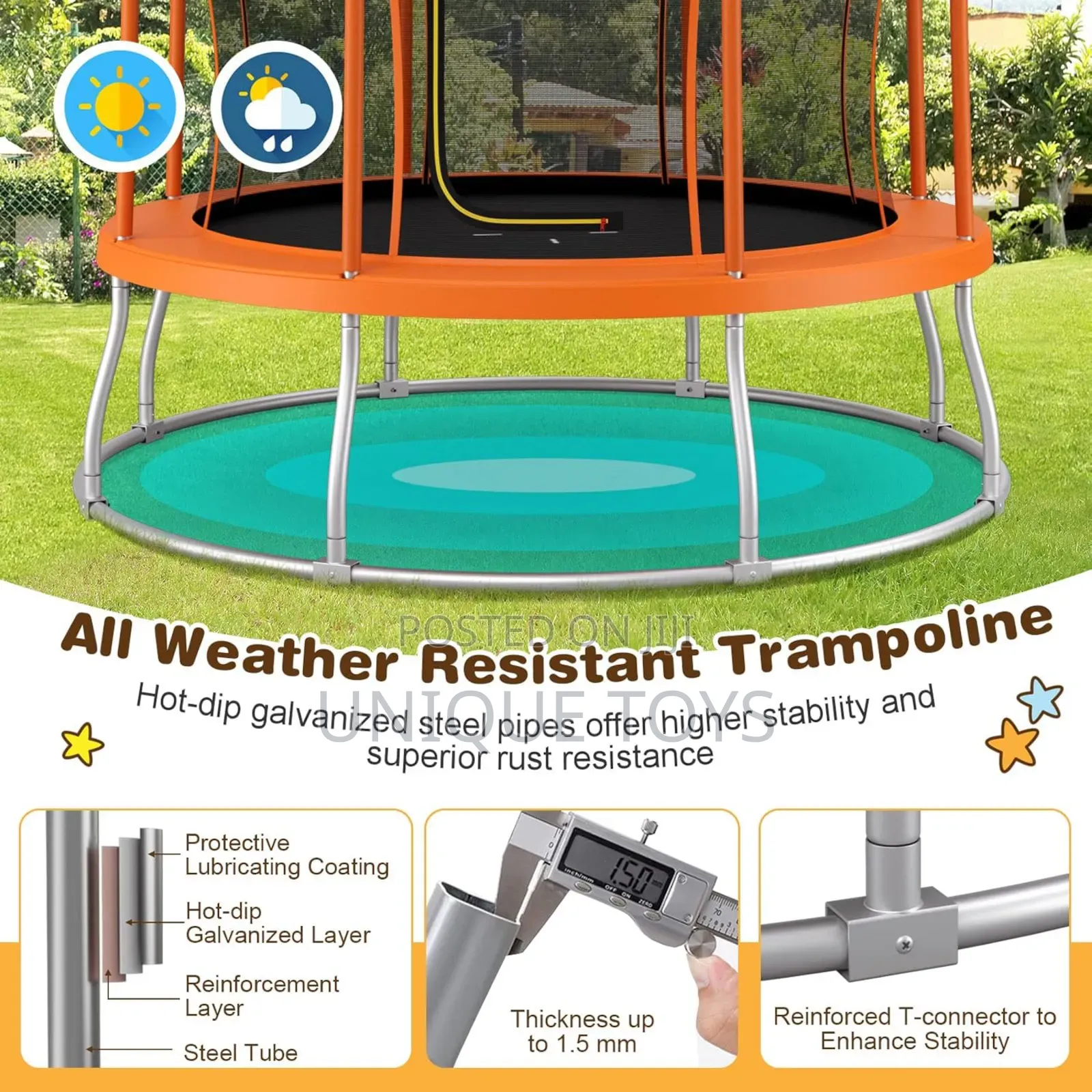 Outdoor Unique Flower Shape Trampoline With Enclosure Net