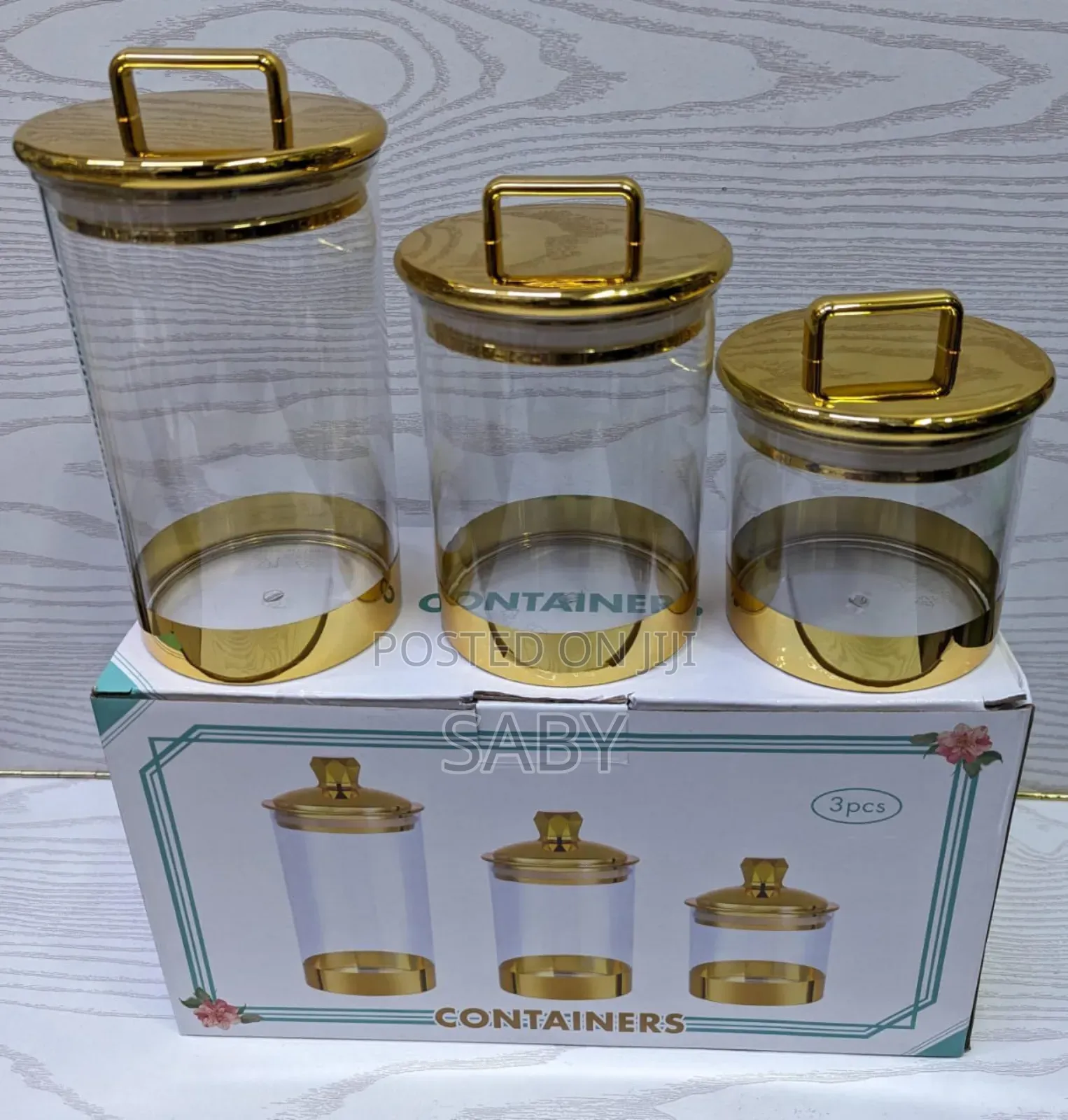 3 Pcs Set Acrylic Canister (የጥራጥሬ ማስቀመጫ)