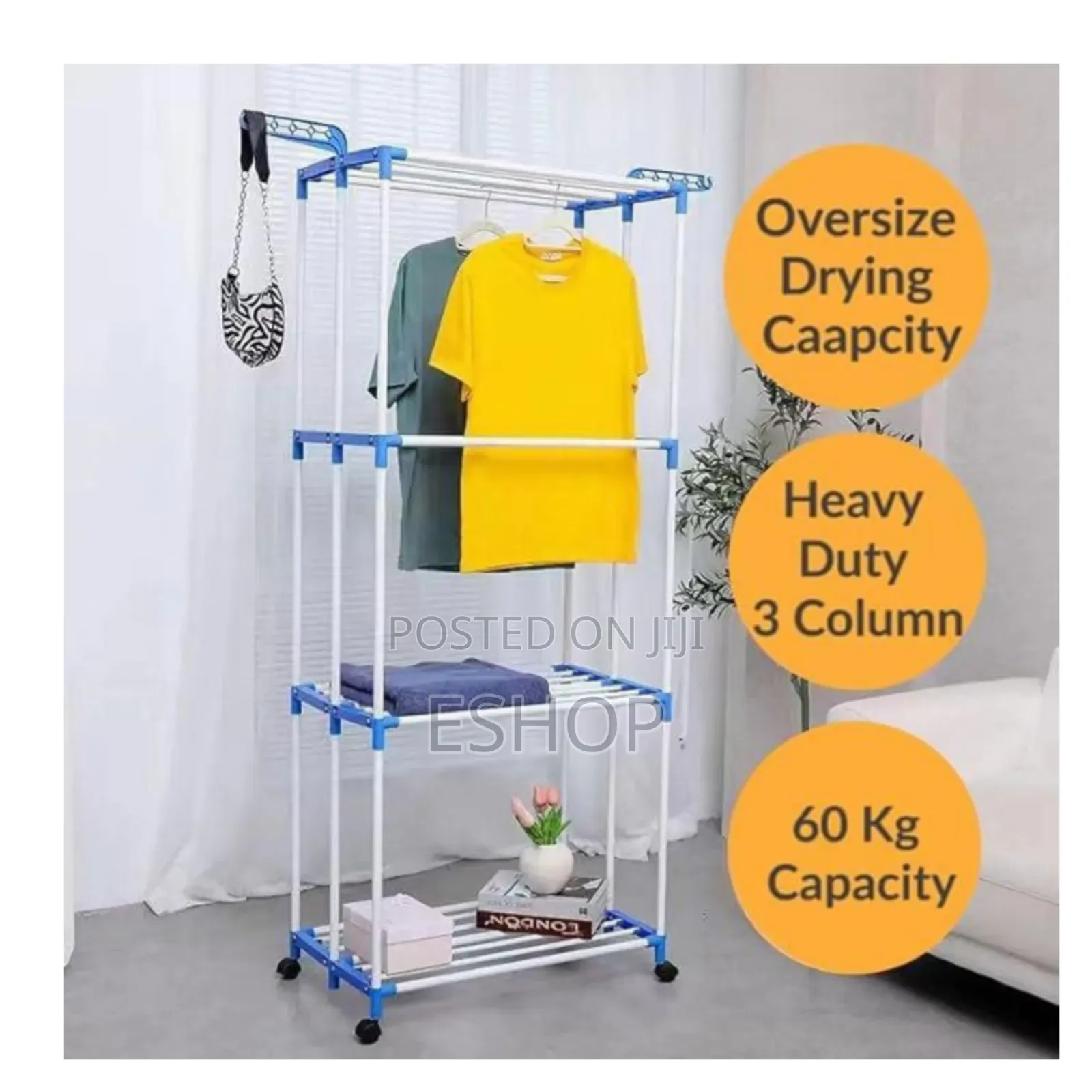 **4-Tier Foldable Clothes Rack – Easy to Move Store**