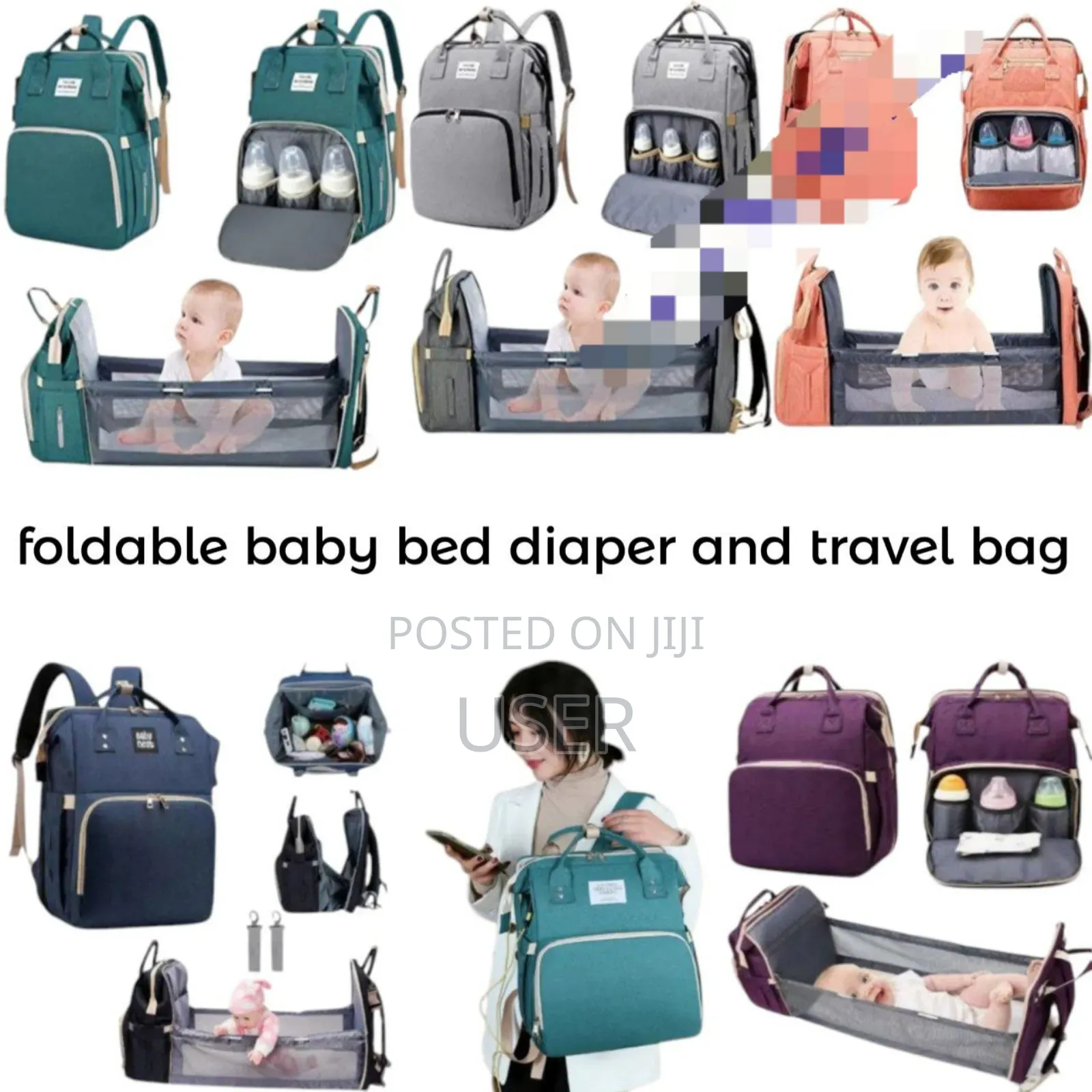 Multifunctional 
Portable Foldable Baby Bed Diaper Bag