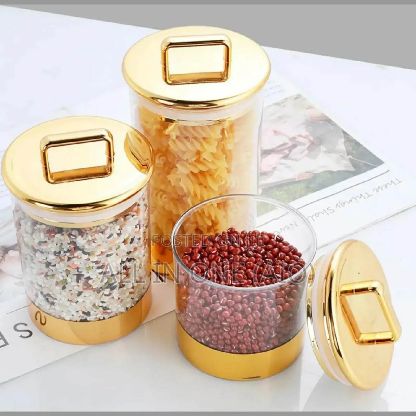 3 PCS Set Acrylic Canister (የጥራጥሬ ማስቀመጫ)