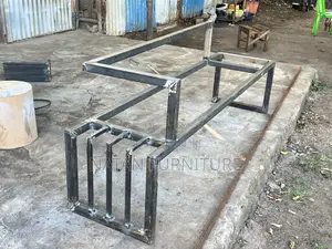 Modern Outdoor Bench With a Metal Frame and Wooden Slats