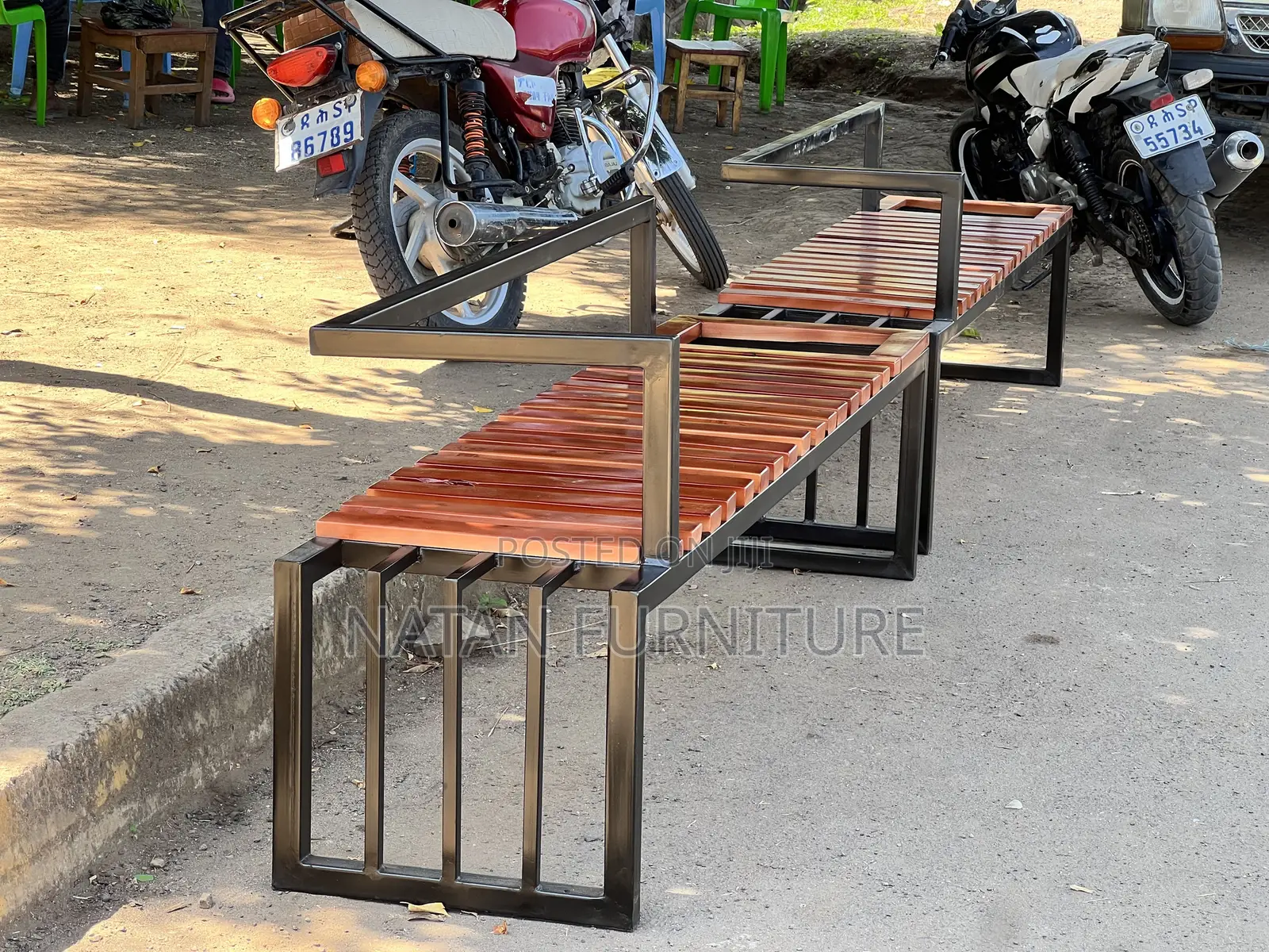 Urbanslat Steel Wood Outdoor Bench for Walkways, Schools