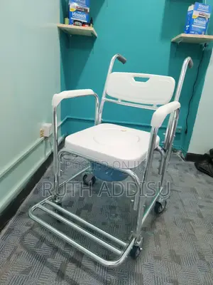 Commode Chair With Small Whees and a Brake Toile Seat Chair