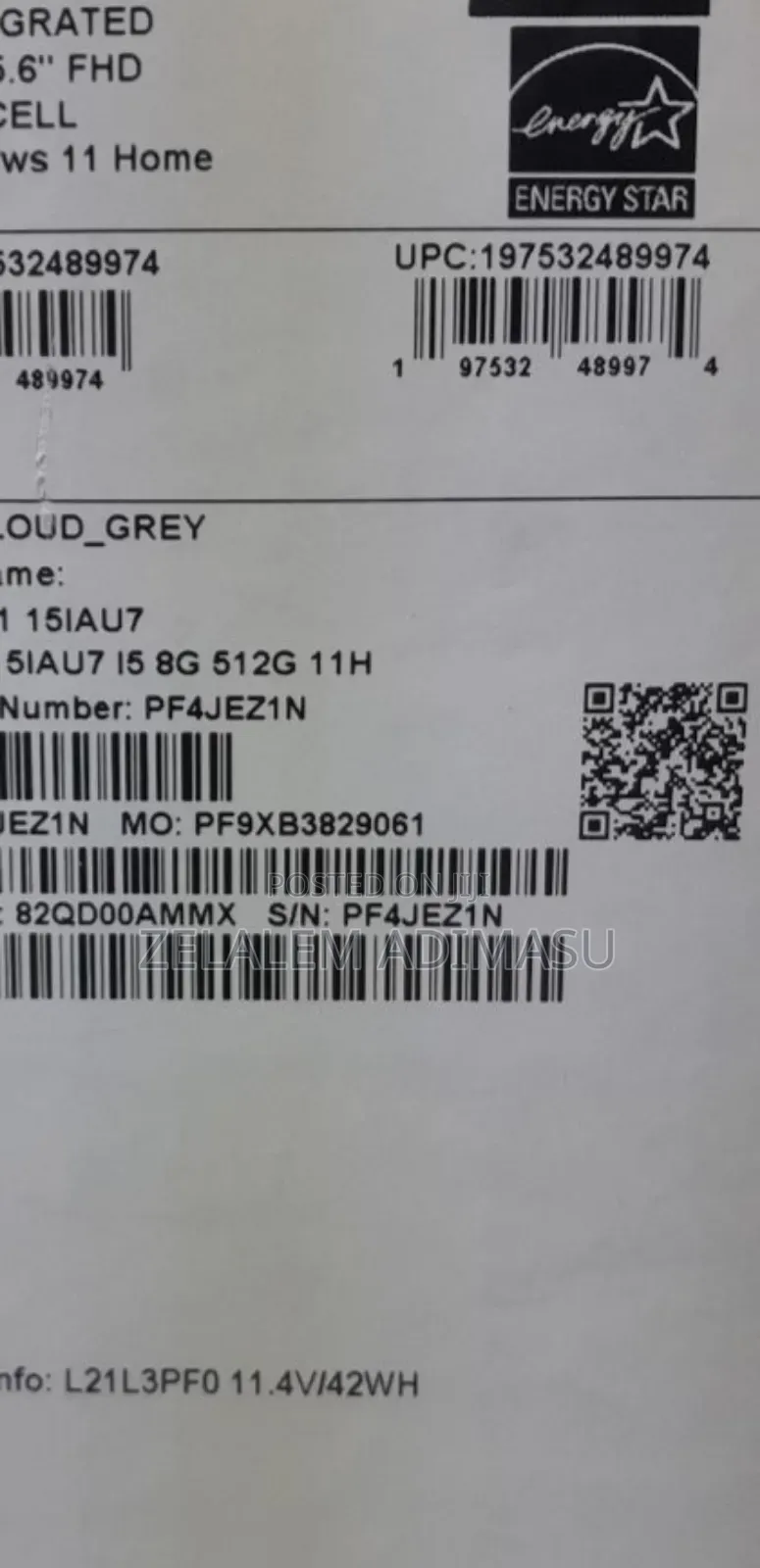 New Laptop Lenovo IdeaPad 1 8GB Intel Core I5 SSD 512GB