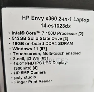 New Laptop HP Envy X360 16GB Intel Core Ultra 7 SSD 512GB