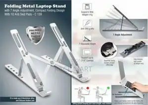 Photo - Foldable Height Adjustable Metal Frame Laptop Stand