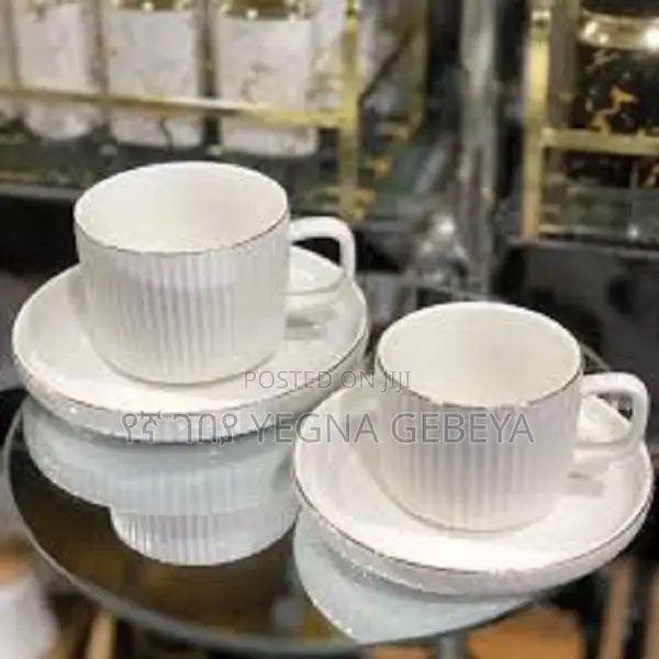 Elegant White Ceramic 12pcs Tea Set With Plates