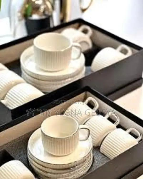 Elegant White Ceramic 12pcs Tea Set With Plates