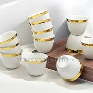 Photo - Elegant 12-piece White Gold Rim Coffee Cup Set