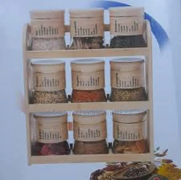 9-Piece Glass Canister Set With Bamboo Storage Rack