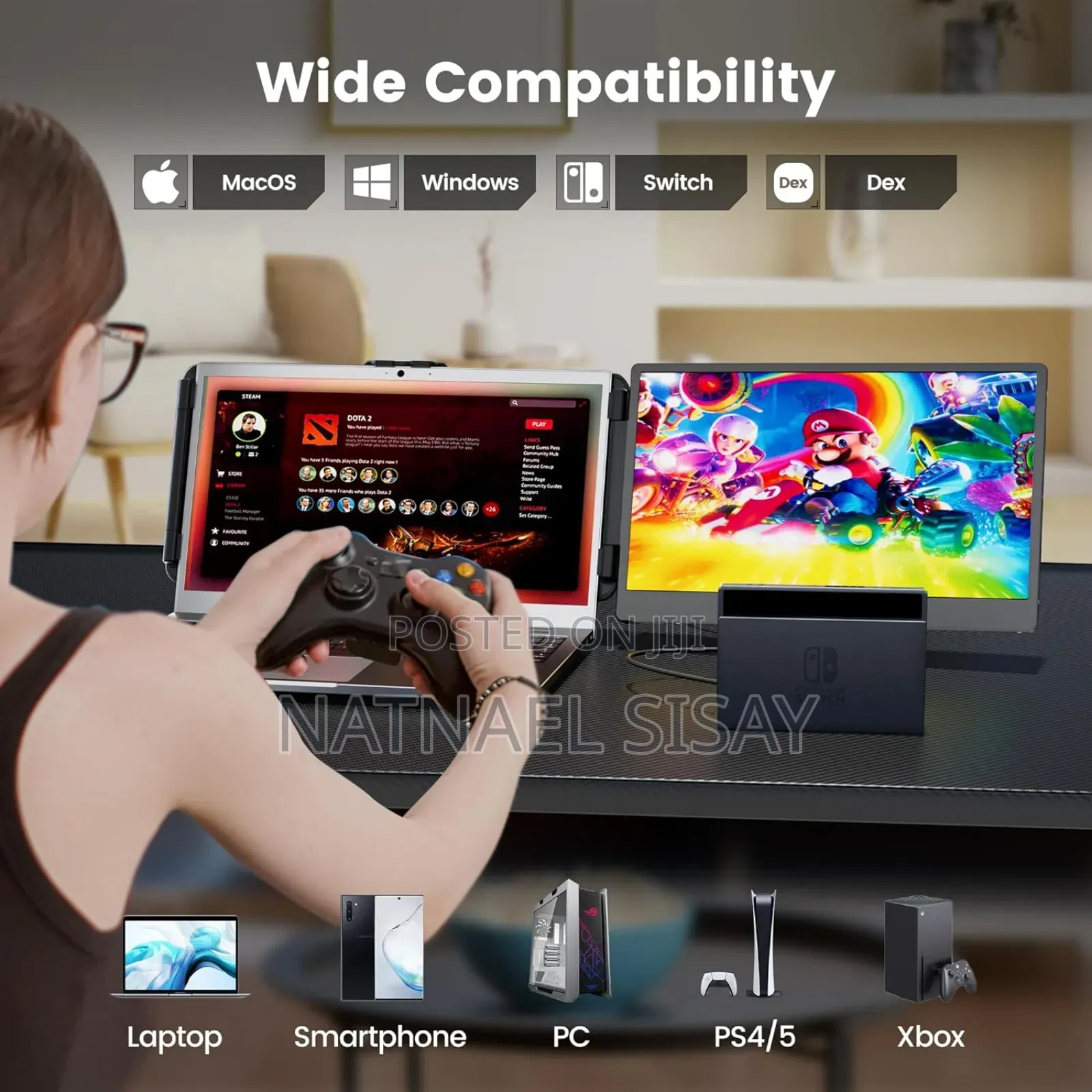 14" Laptop Monitor Extender, FHD 1080p.